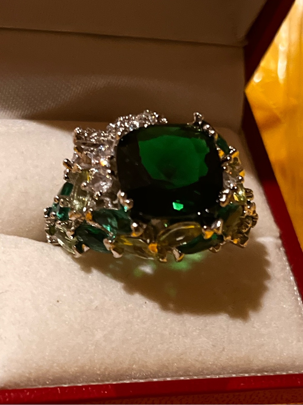 Green Crystal Cocktail Ring - Women Jewelry